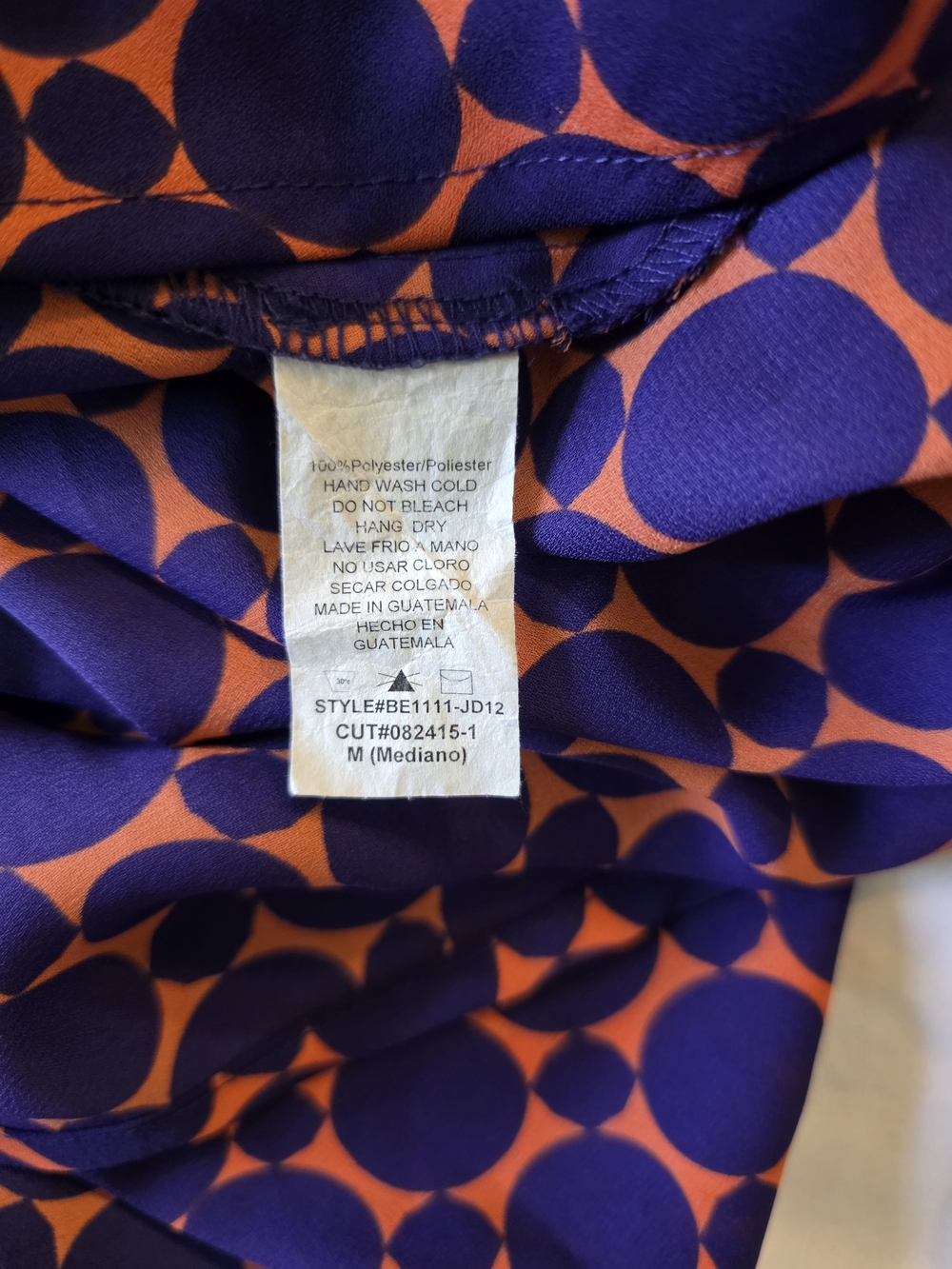 Papermoon for Stitch Fix sleeveless blouse - Purple & Orange circle Design,SizeM - Picture 4 of 4